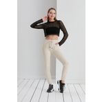 Bej Jogger Esofman Alti Bayan Giyim Cepli Pamuk Esofman Alt