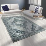 Carpettex 80x250 cm Modern Şönil Dokuma Taban Klasik Desenli Gri Beyaz Halı