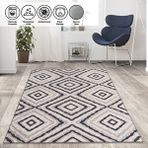 Carpettex İskandinav Tarzı Geometrik Karo Desenli Gri Tonlarda Kaymaz Taban Makinada Yıkanabilir 80x50 cm Halı
