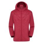 FNKDOR Kadın yağmurluk, su geçirmez, outdoor mont, yaz, nefes alır, hafif, ultra ince, yürüyüş, seyahat, trekking, bisiklet, rüzgarlık, kapüşonlu ve saklama çantalı, Kırmızı, XXL