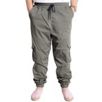 Mode XL 21911 Valencia Haki Keten Kargo Erkek Jogger Pantolon