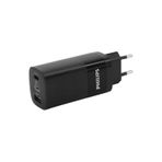 Philips DLP2681 12 2 Type-C 1 USB-A 65W Duvar Siyah Şarj Adaptörü