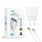 Weko WK-21443 PD-C 20 Watt Telefon Şarj Adaptörü + Type-C To Lightning Kablo