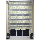 Storburada Zebra Yeşil Beyaz Etek Dilimli St 032 Yeşil 50 X 200 Stor Perde