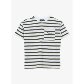 Discovery Expedition D4SB-TST3037 Haki Bisiklet Yaka Oversize Çizgili Erkek Çocuk T-Shirt