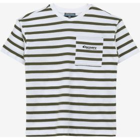 Discovery Expedition D4SB-TST3037 Haki Bisiklet Yaka Oversize Çizgili Erkek Çocuk T-Shirt