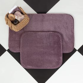 Madame Coco 50x80 + 45x50 cm Koyu Mürdüm Carol 2'li Banyo Paspası