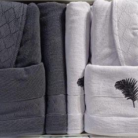 Özdilek Golden Palm Antrasit Gri Aile Bornoz Seti